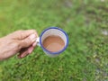 Coffee Milk in Enamel Mug