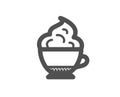 Cappuccino coffee icon. Whipped cream sign. Vector