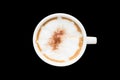 Cappuccino coffee isolated on black background. Royalty Free Stock Photo