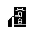 Cappuccino coffee machine glyph icon. Professional barista gadget. Black silhouette symbol. Isolated vector illustration