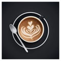 Cappuccino cup with hearts design on top. Coffee cup, vector illustration.