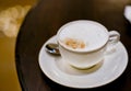 A cappuccino cup with milk foam and cinnamon Royalty Free Stock Photo