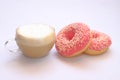 Cappuccino e ciambelle, Cappuccino and Donuts Royalty Free Stock Photo