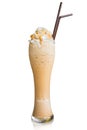 Cappuccino frappe with whipping cream and butterscotch topping isolate on white background with clipping path Royalty Free Stock Photo