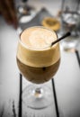 Cappuccino Freddo Coffee in Glass with straw Royalty Free Stock Photo