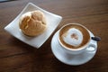 Cappuccino hot coffee and bread