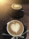 Cappuccino Or Latte Coffee With Heart Shape Royalty Free Stock Photo