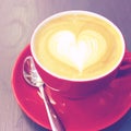 Cappuccino or latte coffee with heart shape Royalty Free Stock Photo