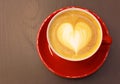 Cappuccino or latte coffee with heart shape