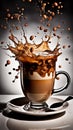 cappuccino latte macchiato splash high speed photograhic drink macro shot Royalty Free Stock Photo