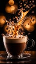 cappuccino latte macchiato splash high speed photograhic drink macro shot Royalty Free Stock Photo