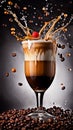 cappuccino latte macchiato splash high speed photograhic drink macro shot Royalty Free Stock Photo
