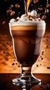 cappuccino latte macchiato splash high speed photograhic drink macro shot Royalty Free Stock Photo