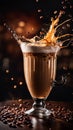 cappuccino latte macchiato splash high speed photograhic drink macro shot Royalty Free Stock Photo