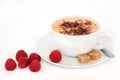 Cappuccino and Raspberries Royalty Free Stock Photo