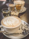 Cappuccino white cup hot coffee scene Royalty Free Stock Photo