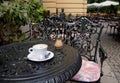 Cappuchino in a cafe outdoors
