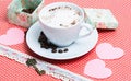 Cappuchino and key from a heart Royalty Free Stock Photo