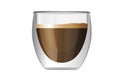 Cappucino in double walled clear glass coffee mug