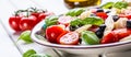 Caprese. Caprese salad. Italian salad. Mediterranean salad. Italian cuisine. Mediterranean cuisine.