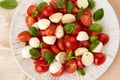 Caprese salad with cherry tomatoes , mozzarella cheese, basil Royalty Free Stock Photo