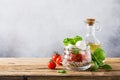 Caprese salad in glass jar. Royalty Free Stock Photo