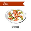 Caprese Italian cuisine mozzarella cheese and tomato traditional salad vector icon Royalty Free Stock Photo