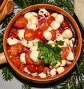 Caprese salad. Mozzarella and cherry tomatoes. Food selection during Sunday brunch buffet in hotel Royalty Free Stock Photo