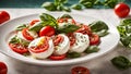 Caprese salad on old background italian basil