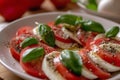 Caprese salad with ripe tomatoes, mozzarella cheese, fresh basil Royalty Free Stock Photo