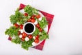 Caprese skewers with balsamic glaze, caprese salad Christmas wreath. Delicious appetizer, finger food