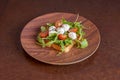 caprese toast. A rich and simple appetizer or hot tapa made with tomato, Royalty Free Stock Photo