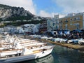 Capri, Campania, Italy. April 25, 2017. A view of the harbor area in Capri