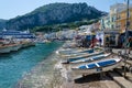 Capri,Campania/Italy-July 17, 2019: View of Marina Grande of Capri Island. Old picturesque town. World famous luxury travel