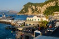 View of Marina Grande on picturesque Capri island on sunset time. Travel destinations concept Royalty Free Stock Photo