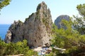 Capri Faraglioni view between trees branches, Capri Island, Ital