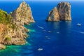 Capri island,beach and Faraglioni cliffs,Italy,Europe Royalty Free Stock Photo