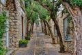 Capri Island street under cloudy sky after storm Royalty Free Stock Photo