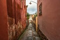 Capri Island street under cloudy sky after storm Royalty Free Stock Photo