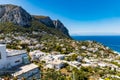 Colorful panorama of Capri island full of buildings and trees