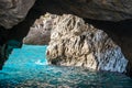 The Green Grotto, Grotta Verde, on the coast of the island of Capri in the Bay of Naples, Italy. Royalty Free Stock Photo