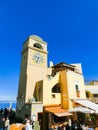 Capri, Italy - May 04, 2014: Clocktower on Piazza Umberto I Royalty Free Stock Photo