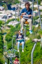 CAPRI, ITALY, MAY 15, 2014: group of tourist is ascending hill on chairlift situated on capri island in italy....IMAGE