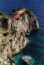 CAPRI, ITALY, 1978 - Between myth and cinema the famous Villa of Curzio Malaparte juts out at Punta Massullo on the sea of Capri