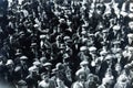 CAPRI, ITALY, NOVEMBER 1, 1926 - Citizens gathered in the square of Capri listen to the news on the attack on Mussolini