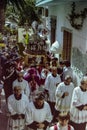 CAPRI, ITALY, 1974 - The traditional procession of San Costanzo with the statue of the saint runs through the streets of Capri