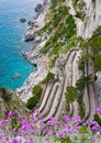 Capri, Via Krupp, Italy. Royalty Free Stock Photo