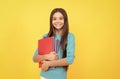 Capricious girl. teen girl ready to study. happy childhood. cheerful kid going to do homework Royalty Free Stock Photo