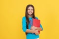 Capricious girl. teen girl ready to study. happy childhood. cheerful kid going to do homework Royalty Free Stock Photo