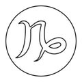 Capricorn black line icon. Zodiac sign. Astrology and horoscope. Predictions and human character. Element earth. Ruler Saturn. UI